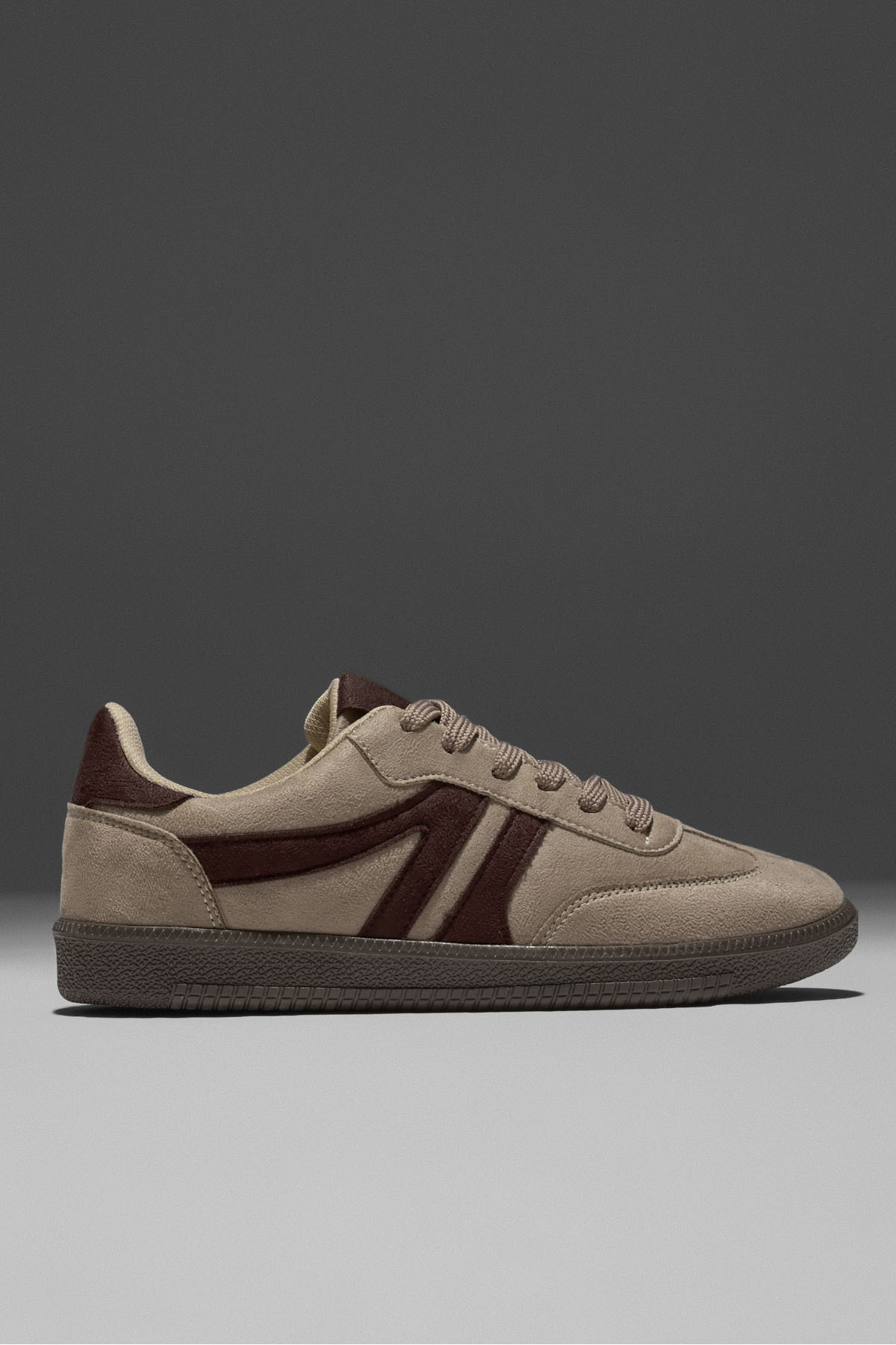 Tonny Black  Kadın Bej Kahve Termo Taban Yanı Şeritli Bağcıklı Günlük Rahat Spor Ayakkabı