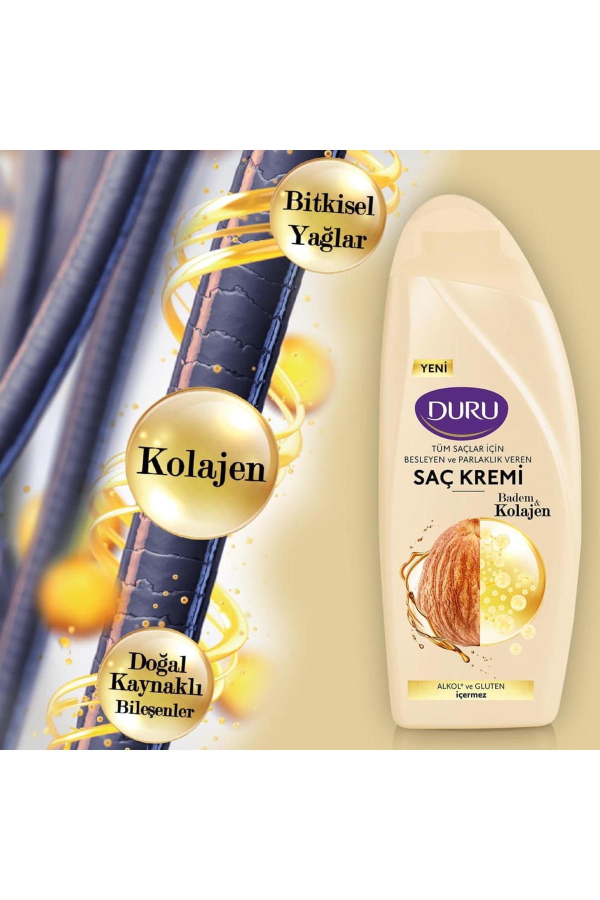 5 ADET Kolajen Badem Besleyici Saç Kremi 500 ml — İDRİS-GİM-3280 — تصویر 3 از 3