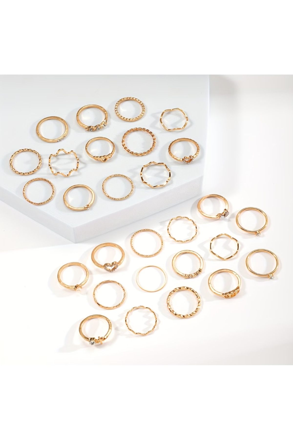 Ervalina  3'lü Zirkon Taşlı Karışık Yüzük Seti (Karışık Gönderim) - Görsel 2