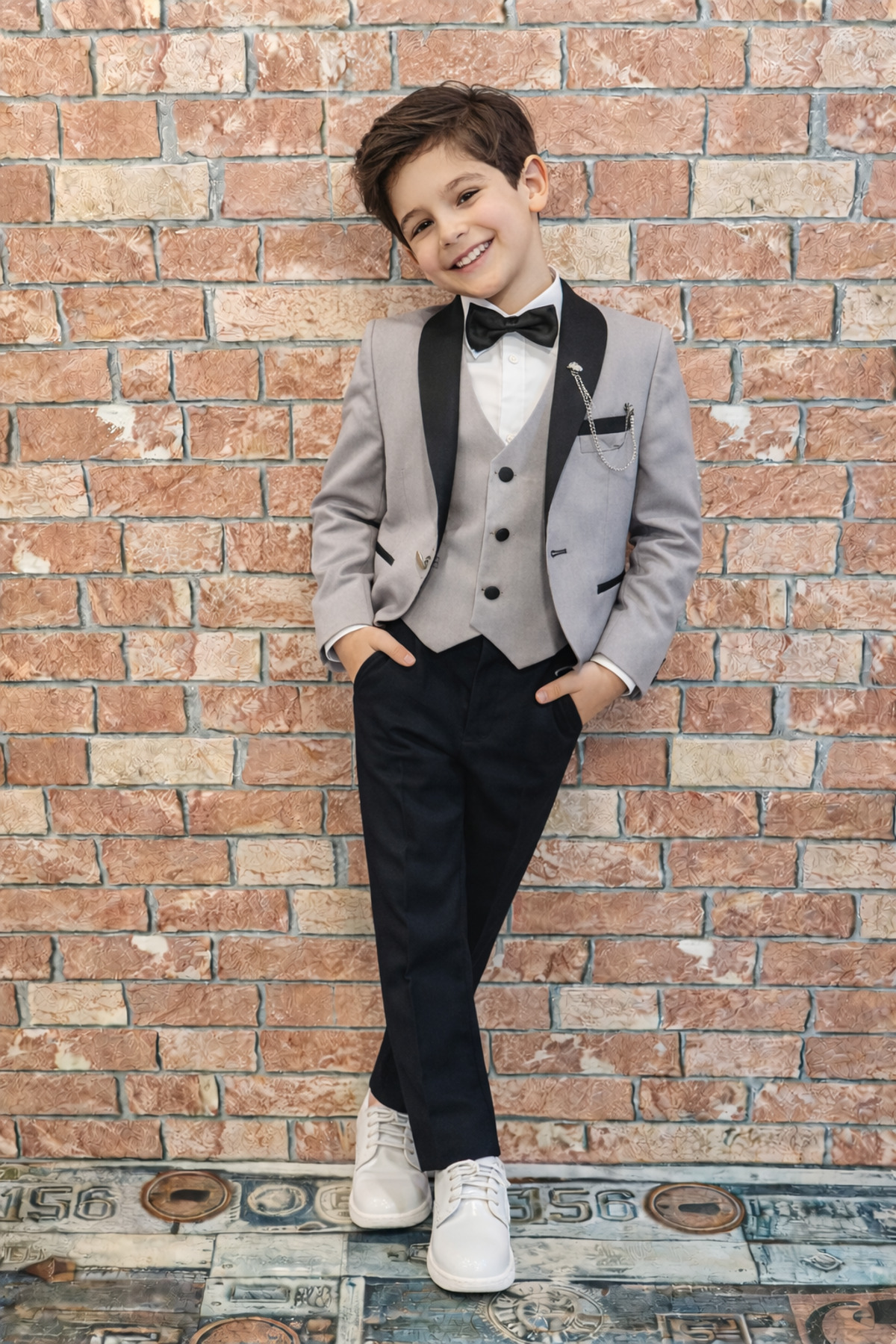 HAYTA Children's Suit Set with Vest and Shirt Milano Plus Gray