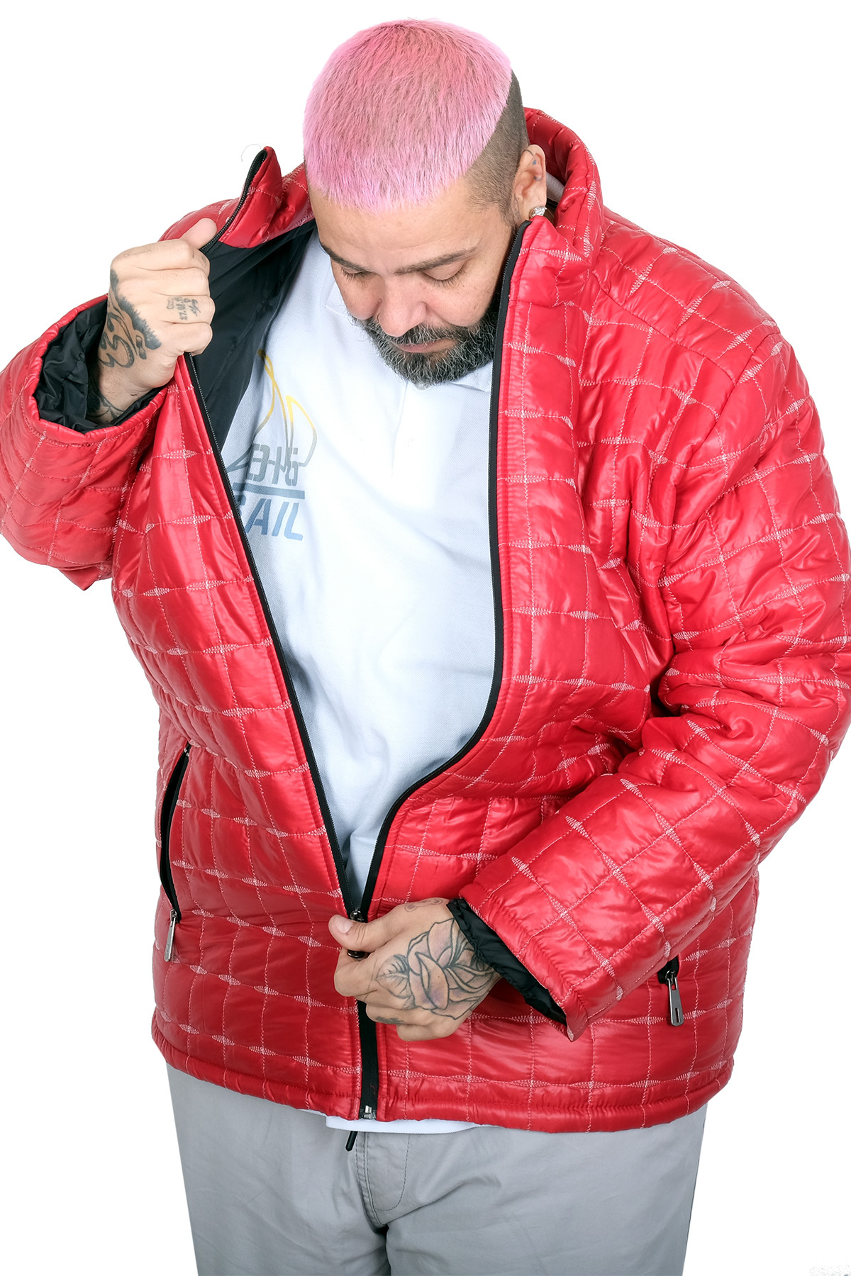 ModeXL Mode XL Büyük Beden Erkek Love Brand Mont 21049 KIRMIZI görsel 3