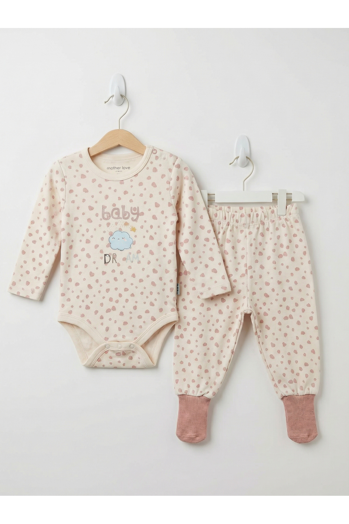 Shoebuo %100 Organik Pamuk Bebek Uzun Kollu Body Zıbın Ve Kendinden Çoraplı Alt Pijama 2'li Takım fotoğrafı 5 (önizleme)