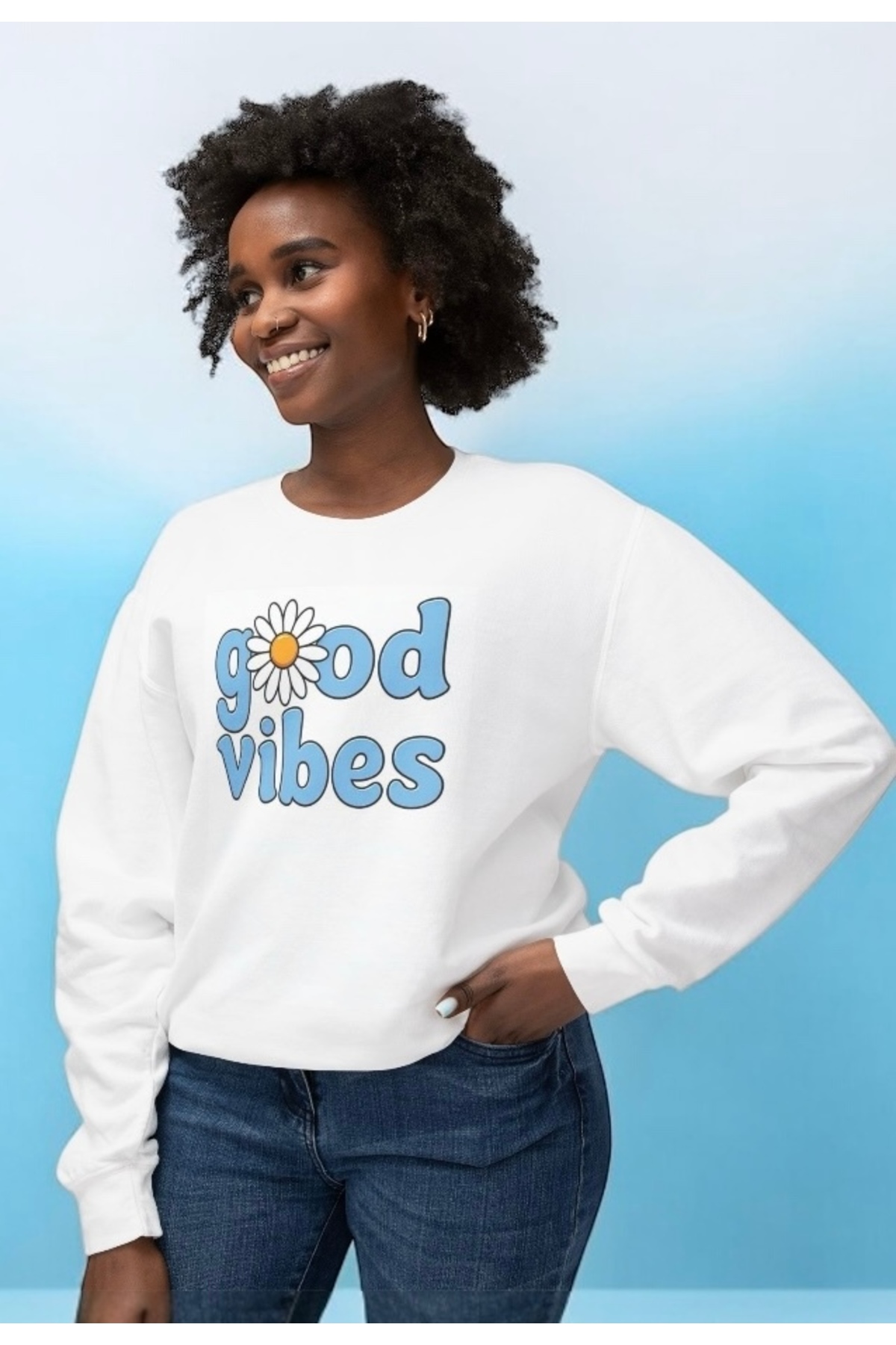 FALAVİ  Good Vibes Yazılı Sweatshirt