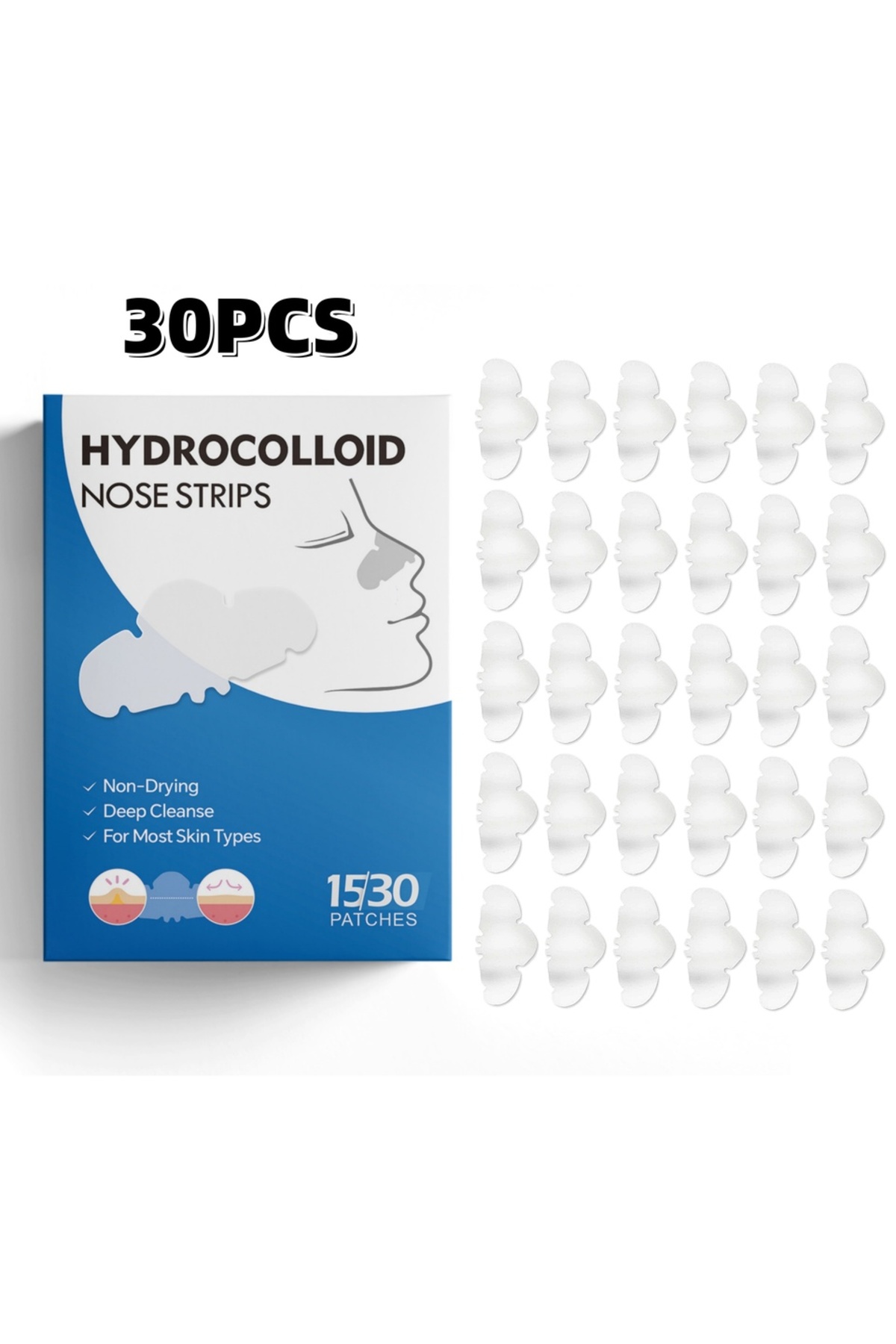 Choice 30pcs 30pcsZIS Use 30 pieces of lloid nose strips to remove black and ...