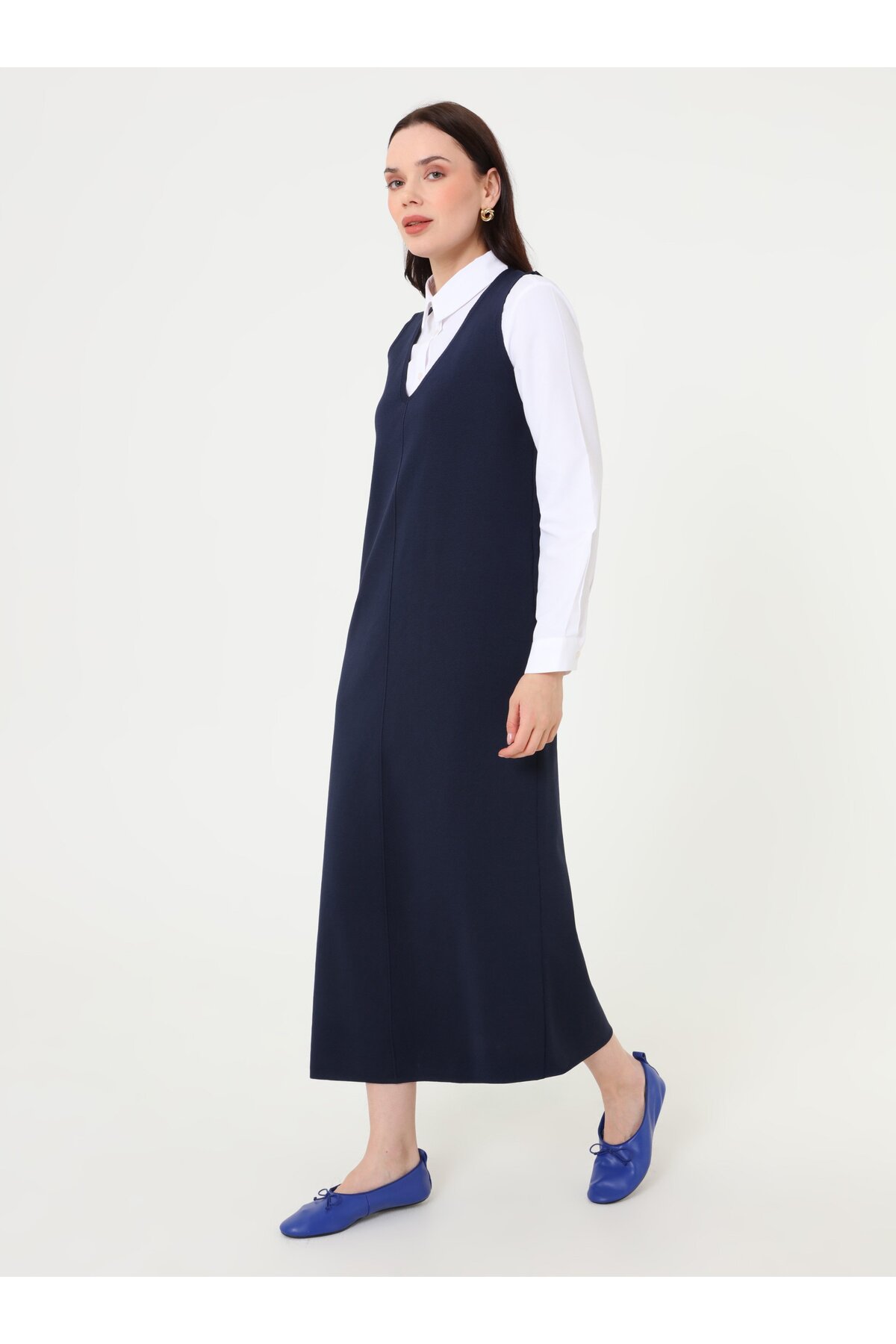 Refka  Triko Tesettür Elbise - Lacivert -