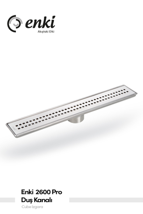 Enki 2600 Pro - 60cm, Cube Ø50 Alttan Çıkışlı Komple Paslanmaz Çelik Duş Kanalı