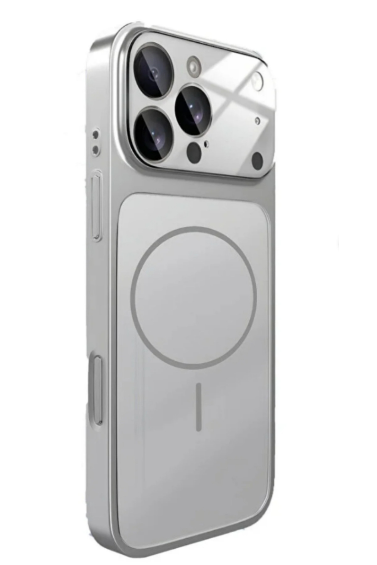 iPhone 15 Pro Compatible 17 Pro View Dialer Camera Protected MagSafe Support Case Silver