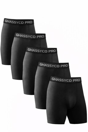 Ghassy Co Erkek Pamuklu Likralı Spor Boxer 5'li Set Yumuşak Dokulu ve Rahat K...