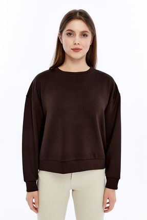 Maison La Femme Kadın Basic Bisiklet Yaka Uzun Kollu Sweatshirt