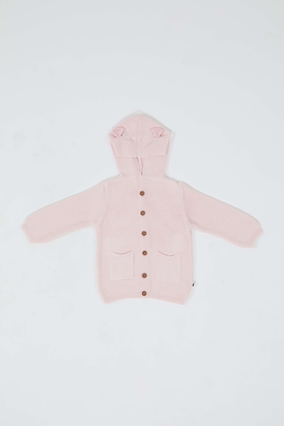 KUEZA KIDS Bebek & Çocuk Kapüşonlu Kulaklı Düğmeli Cepli Pamuklu Triko Hırka fotoğrafı 2 (önizleme)