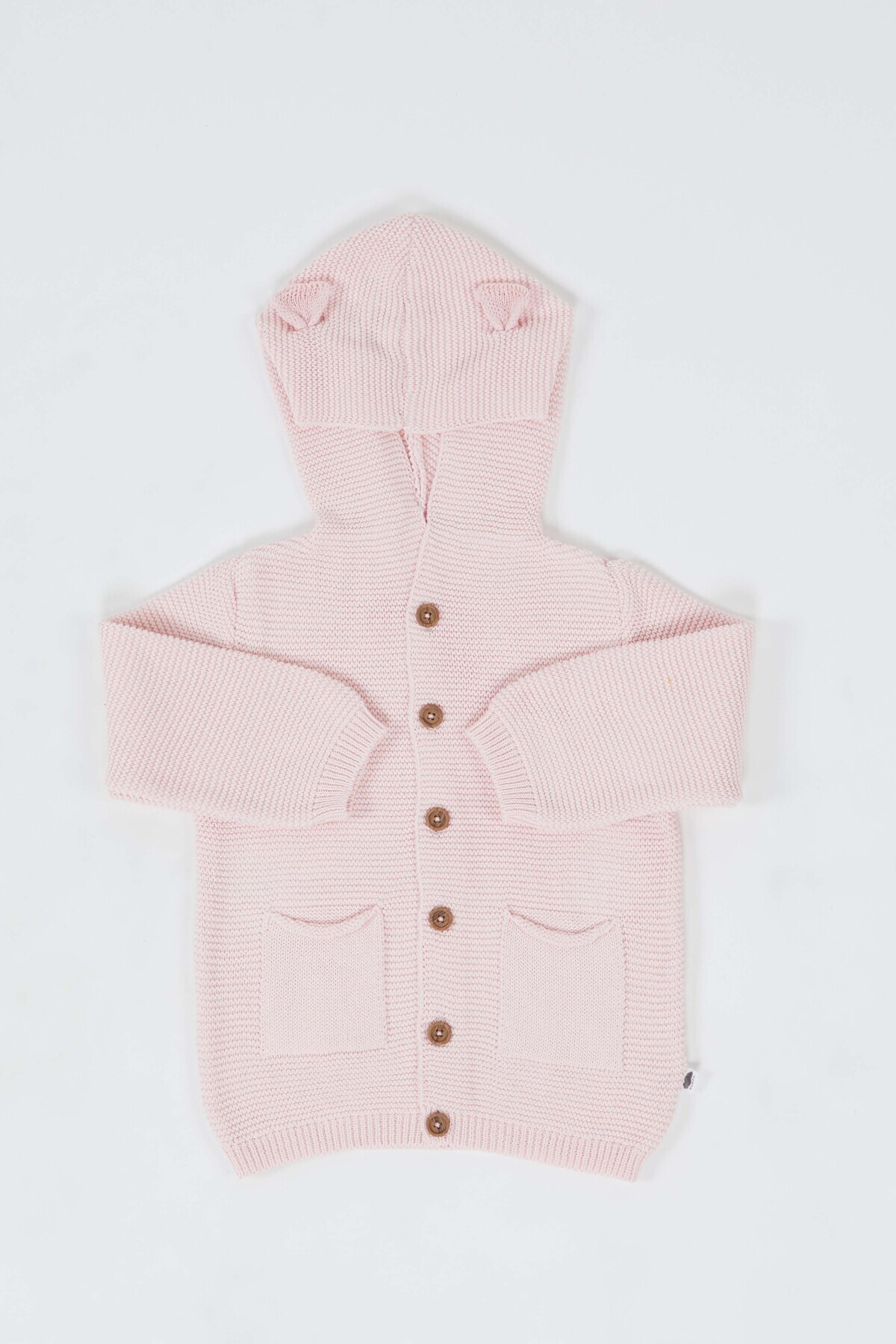 KUEZA KIDS Bebek & Çocuk Kapüşonlu Kulaklı Düğmeli Cepli Pamuklu Triko Hırka fotoğrafı 6 (önizleme)