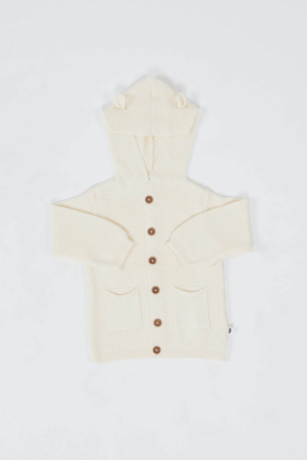 KUEZA KIDS Bebek & Çocuk Kapüşonlu Kulaklı Düğmeli Cepli Pamuklu Triko Hırka fotoğrafı 7 (önizleme)