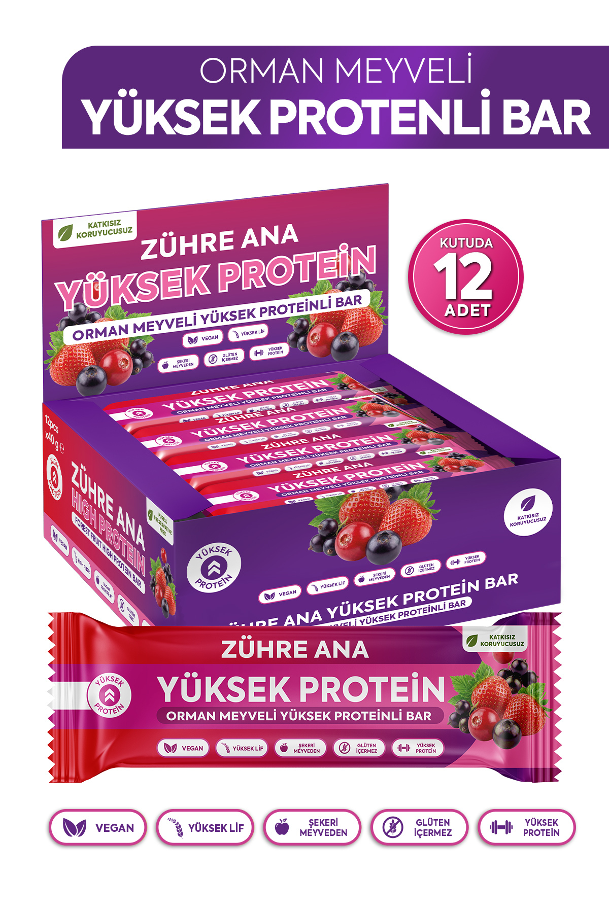 Zühre Ana Orman Meyveli Yüksek Proteinli Bar, Şeker İlavesiz 40 gr x 12 Adet - Fiyatı, Yorumları