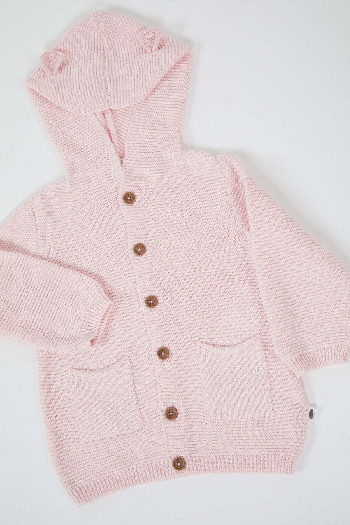 KUEZA KIDS Bebek & Çocuk Kapüşonlu Kulaklı Düğmeli Cepli Pamuklu Triko Hırka fotoğrafı 4 (önizleme)