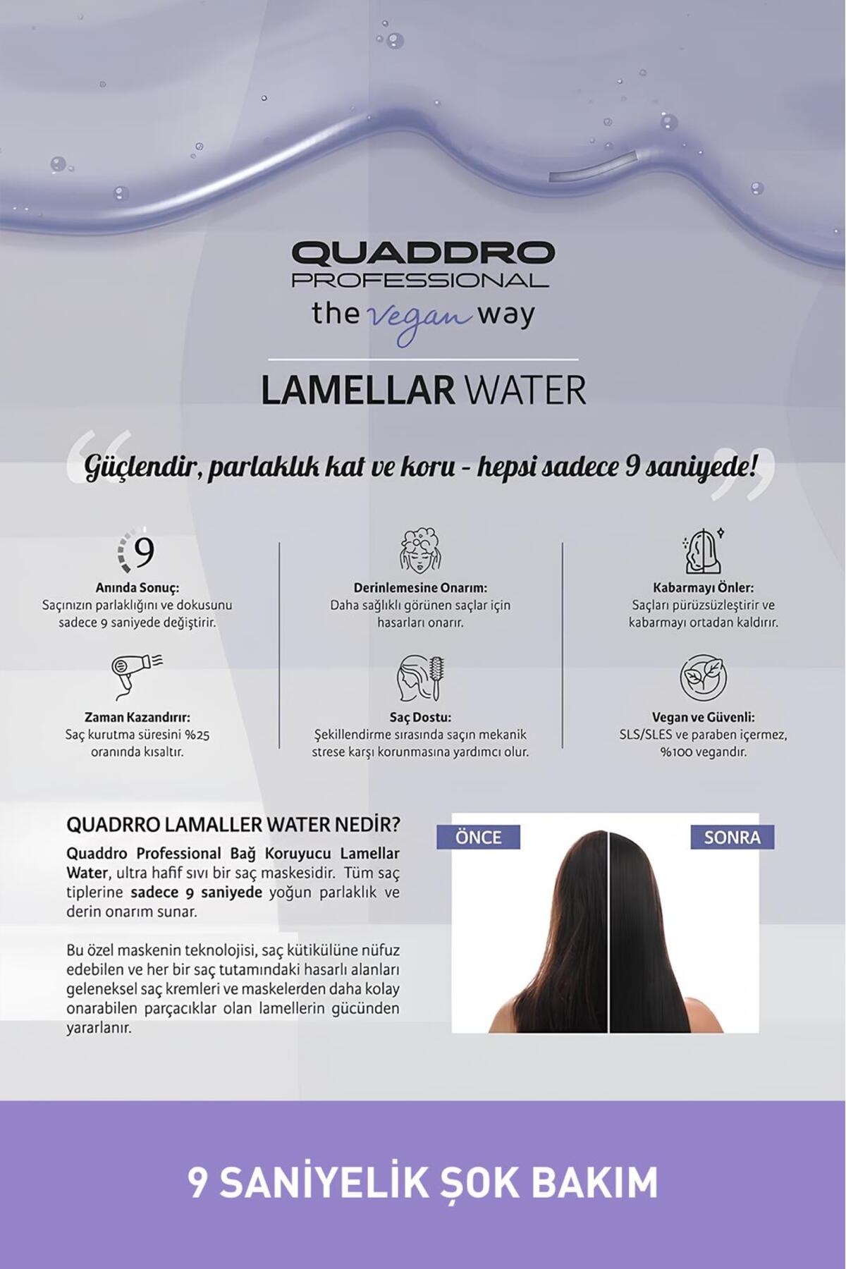 QUADDRO VEGAN LAMELLAR WATER 12*10 ML YENİDEN YAPILANDIRICI SAÇ MASKESİ BAĞ KORUYUCU, ONARICI ETKİLİ — 311097QU — تصویر 4 از 5