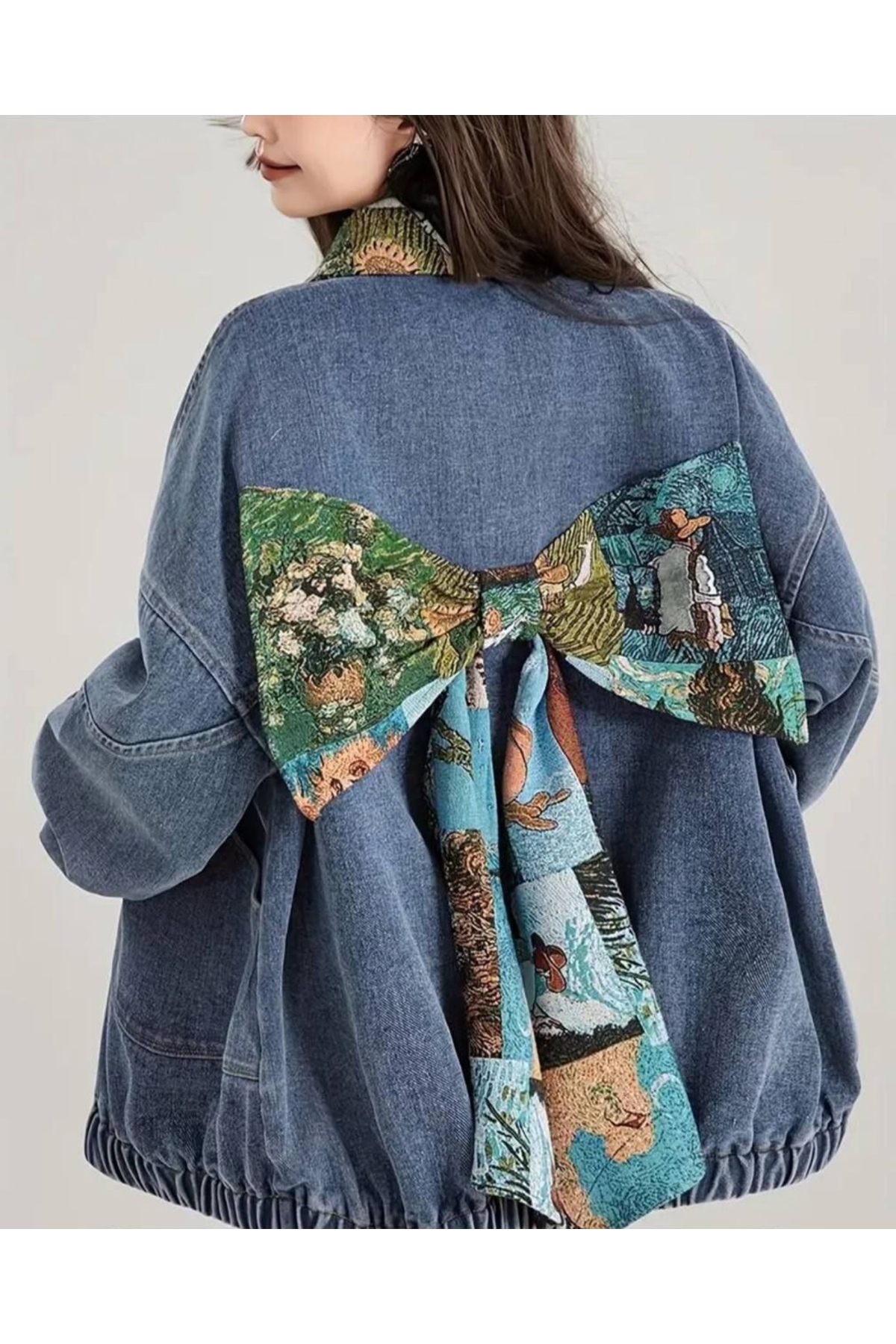 deniva  Kadın Oversize Denim Ceket – Uzun Kollu, Çift Cepli, Rahat ve Şık Tasarım