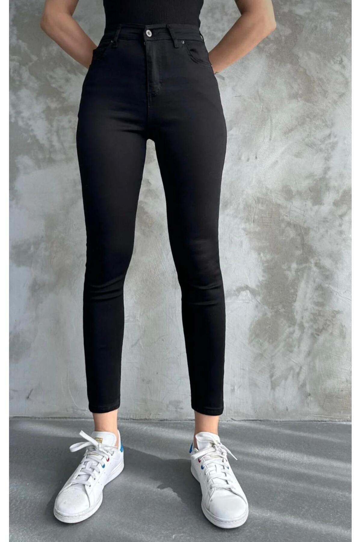 Genel Markalar  Siyah Skinny Jeans Dar Paça Likralı Kot Pantolon - Görsel 4