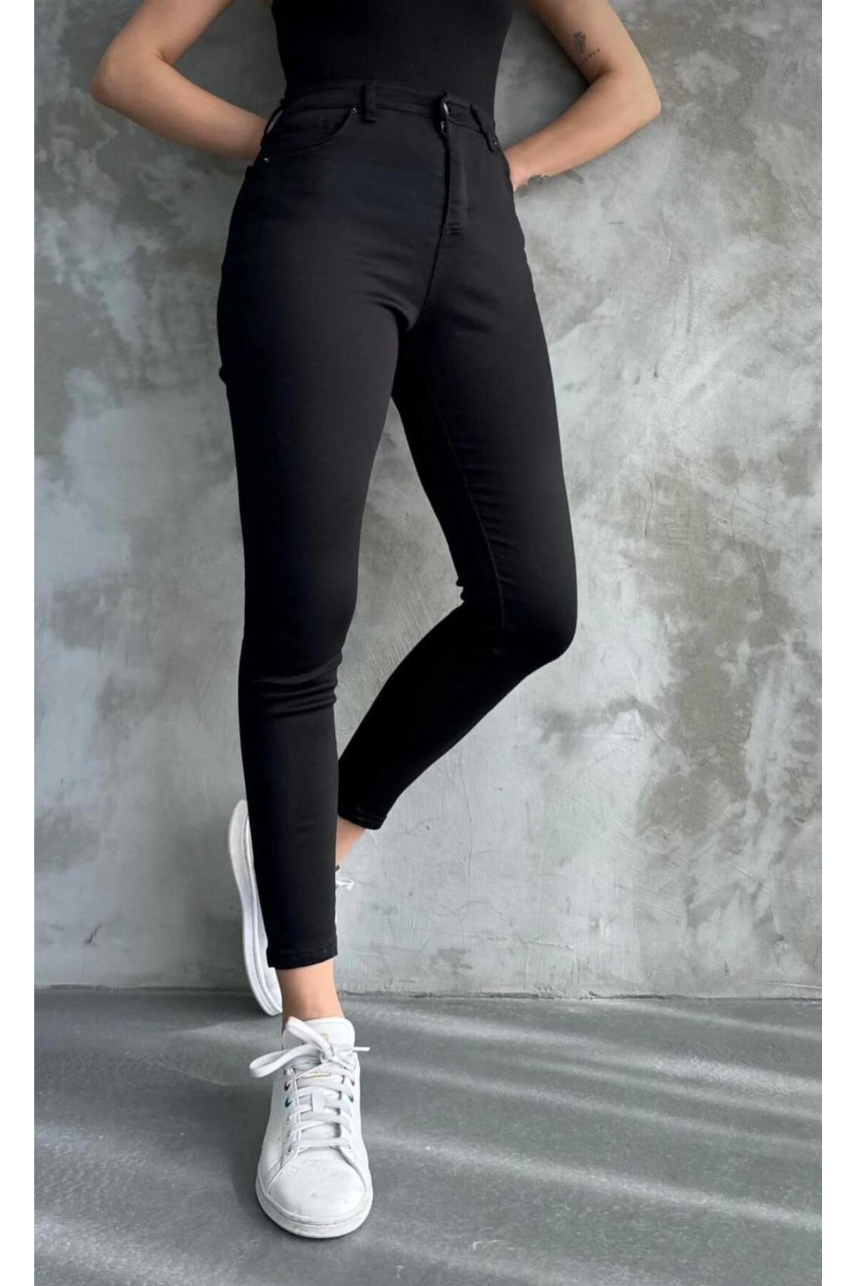 Genel Markalar  Siyah Skinny Jeans Dar Paça Likralı Kot Pantolon - Görsel 3