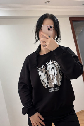 NOURA MODA Baskılı kadın sweatshirt
