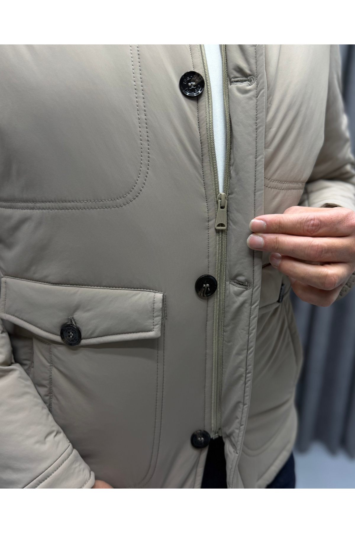 Erkek Slim Fit Hakim Yaka Premium Casual Mont — بژ 01472 — تصویر 7 از 7