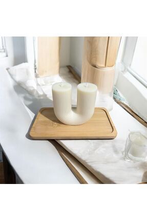 WAXERA Karamel Kokulu Dekoratif U Mum - El Yapımı Soya Mum