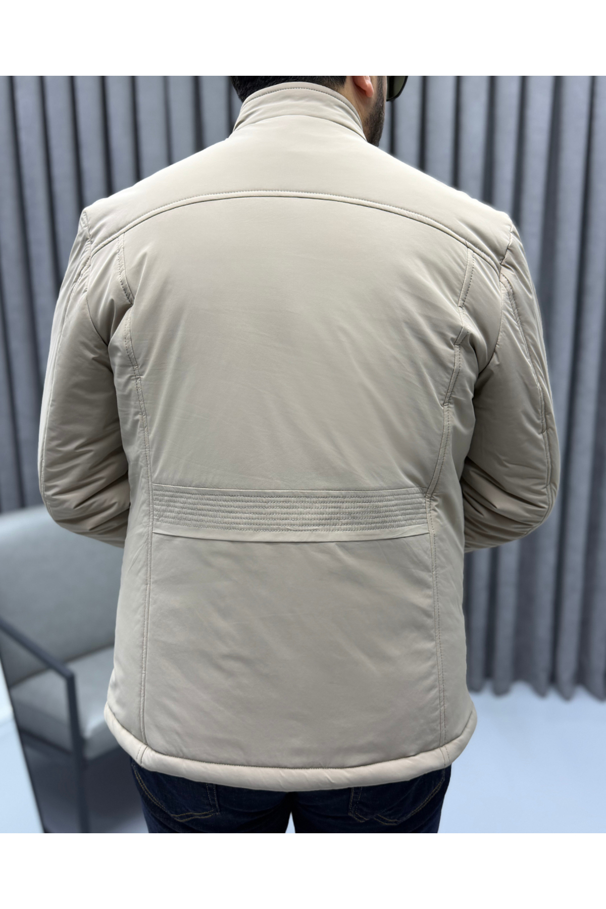 Erkek Slim Fit Hakim Yaka Premium Casual Mont — بژ 01472 — تصویر 6 از 7