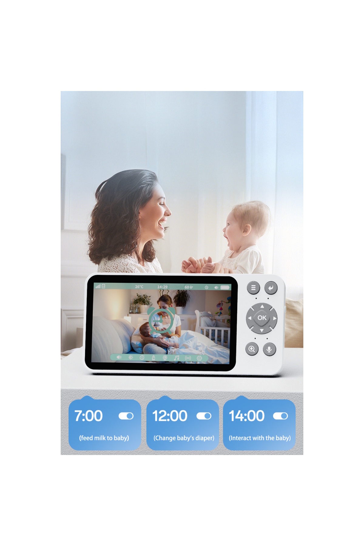 Yesido KM28 Ağlama Tespit ve Gece Görüş Özellikli 1080P Wifi Monitörlü Akıllı Bebek Takip Kamerası fotoğrafı 2 (önizleme)