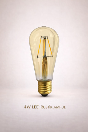 Ack 3’lü Paket LED Rustik Ampul ST64 4W E27 2700K Sarı Işık