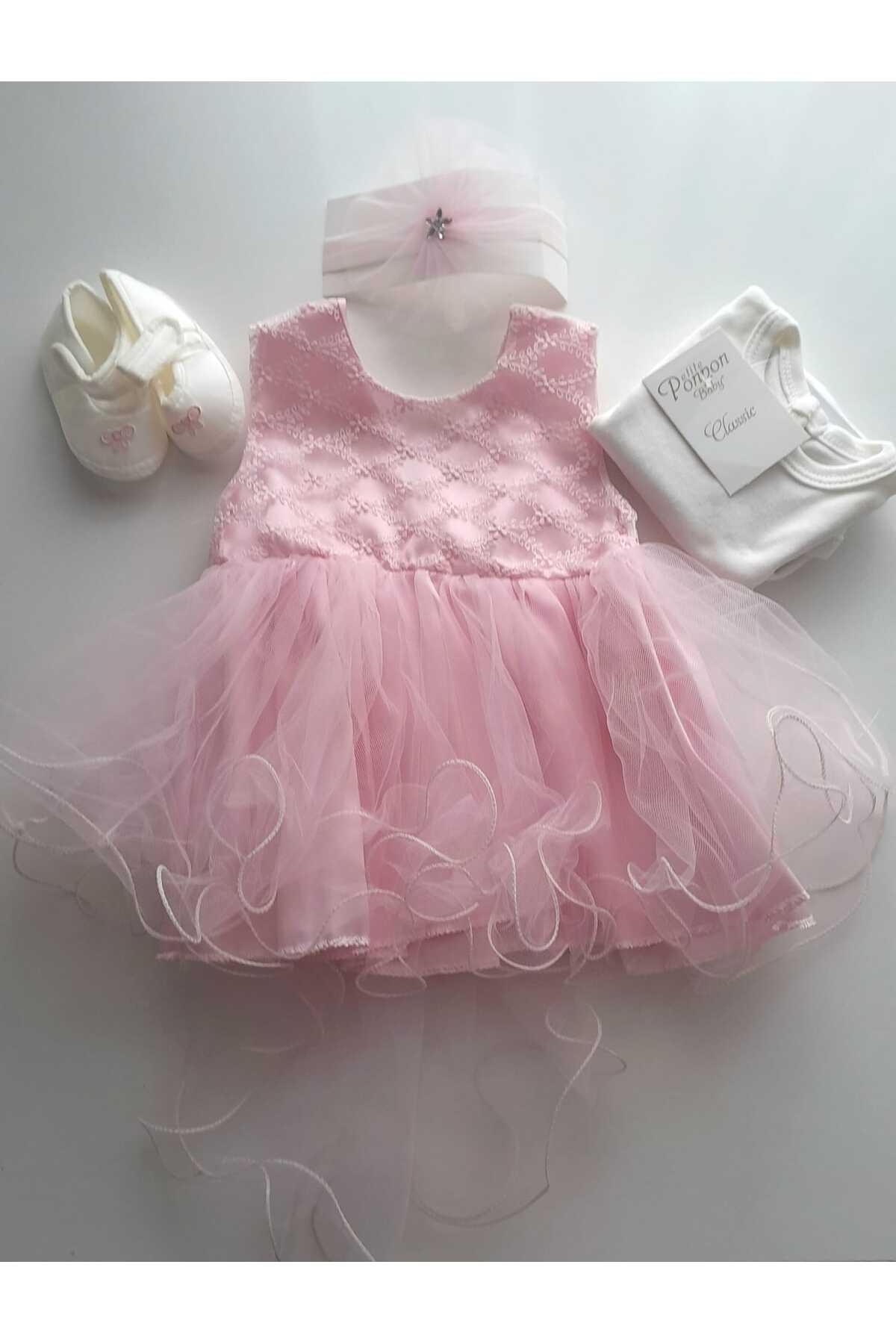 Petite Ponpon Baby 4 Parça Sırt Detaylı Kız Bebek Mevlut Takımı/Elbisesi fotoğrafı 2 (önizleme)