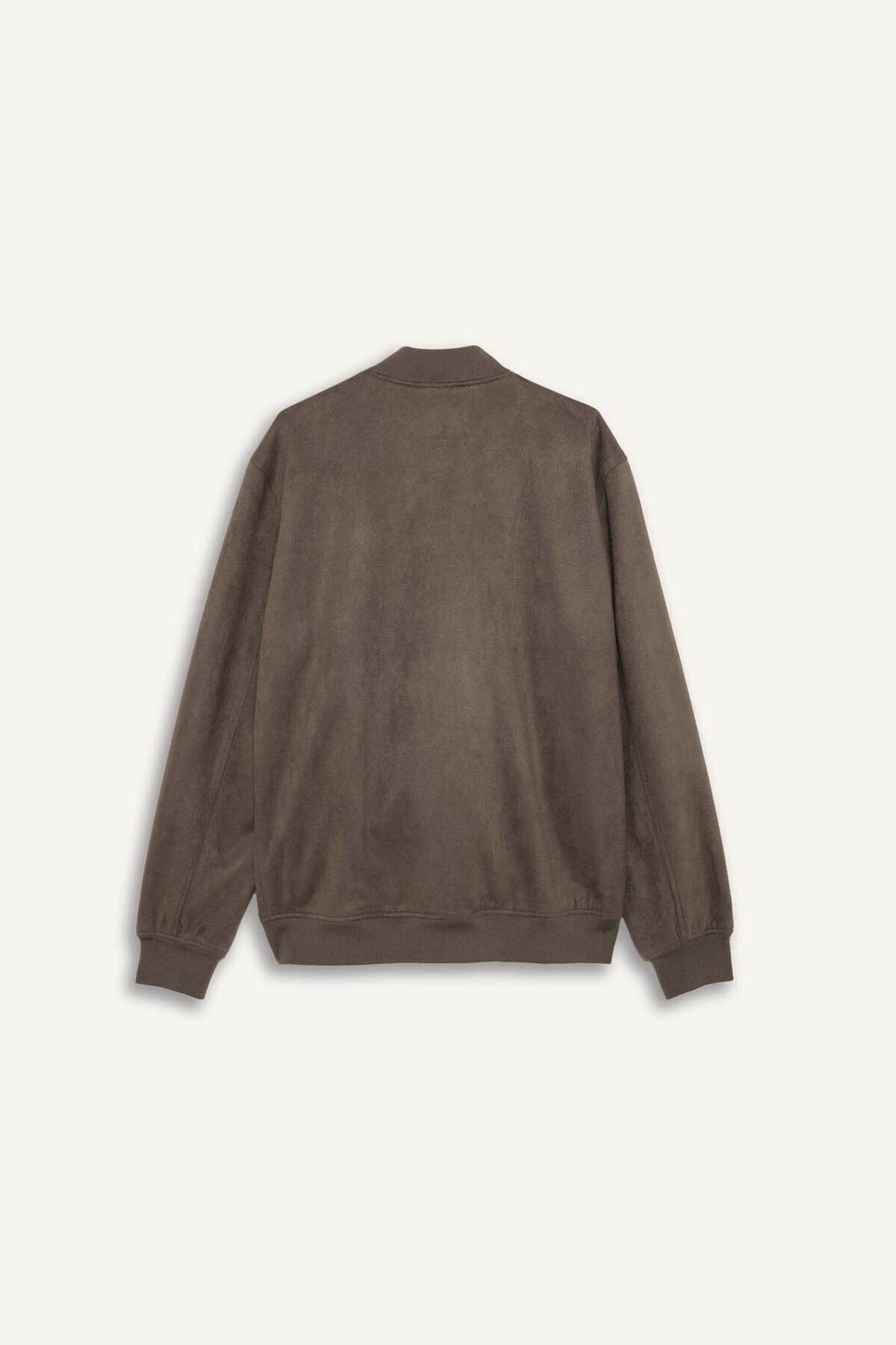 DeFacto Ultra Yumuşak Slim Fit Süet Kolej Yaka Fermuarlı Çift Cepli Mevsimlik Bomber Mont Ceket A3866AX26SP görsel 6