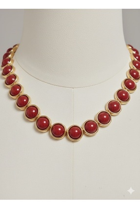 parla hediyelik MODERN BORDO SIRALI TAŞLI KOLYE