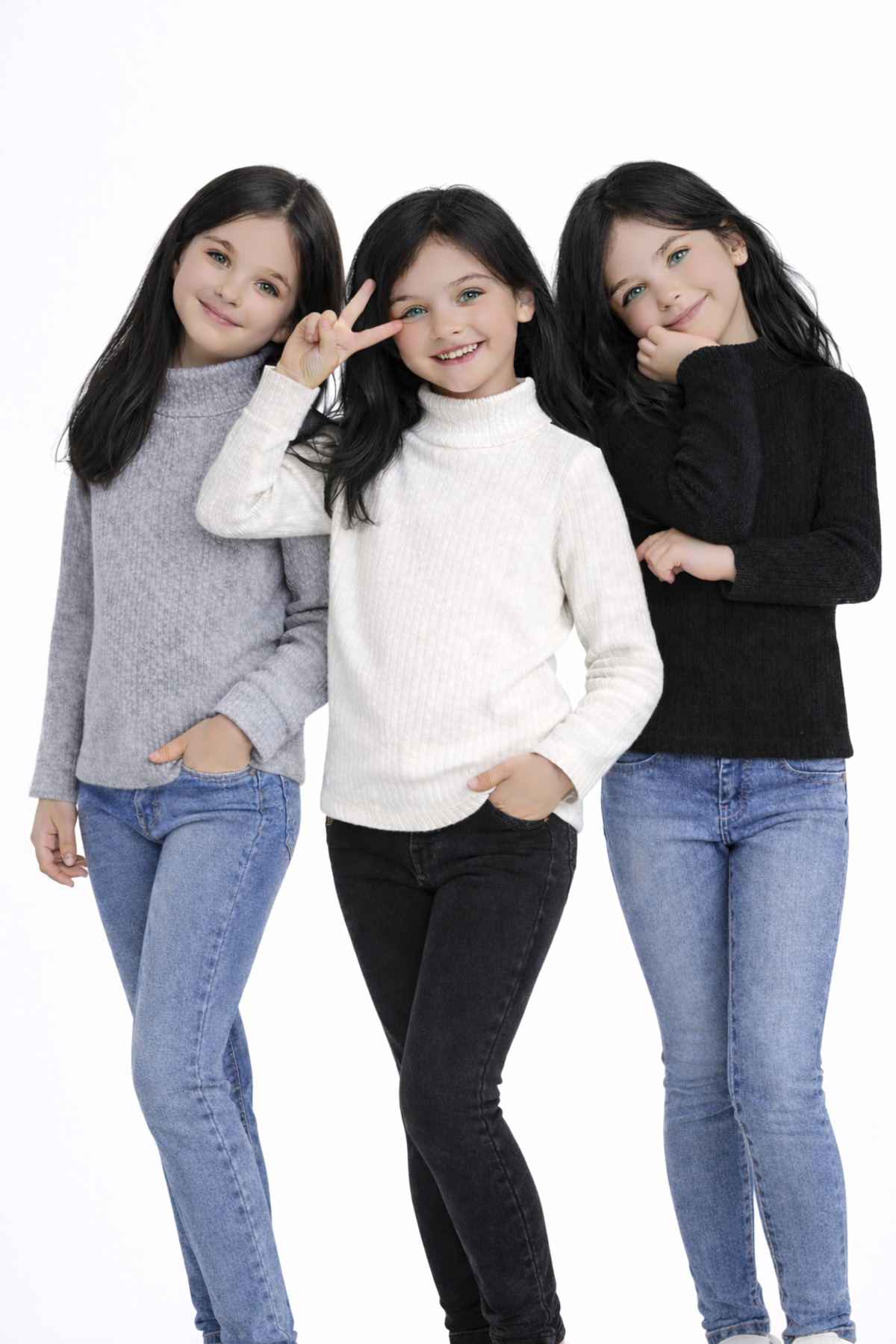 Ribbed Half Throat Boy Girl Throat Badi 3 Colors (3pcs)