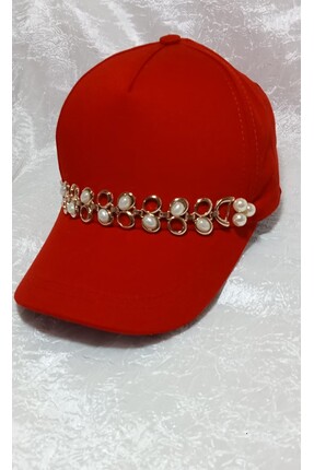 NRC MODA Kırmızı, Toka Süsleme Spor Cırt Cırtlı Şapka