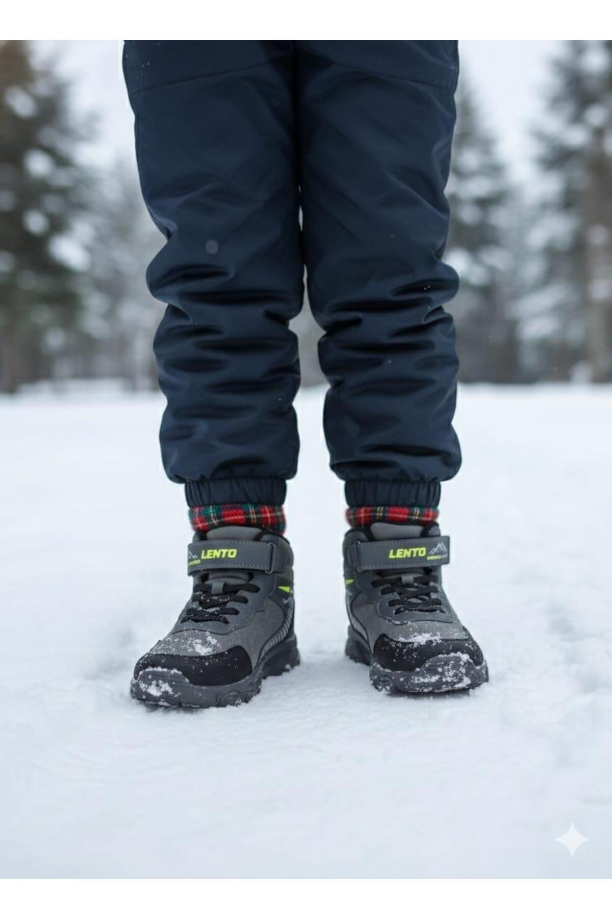 Lento  UNİSEX ÇOCUK GRİ SİYAH SUYA VE SOĞU'ĞA DAYANIKLI KIŞLIK BOT - Görsel 5