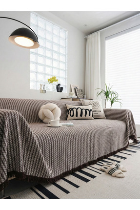 Rell Home Pamuklu Koltuk Örtüsü Saçaklı|Çok Amaçlı Örtü|Koltuk Şalı|Kolları K...