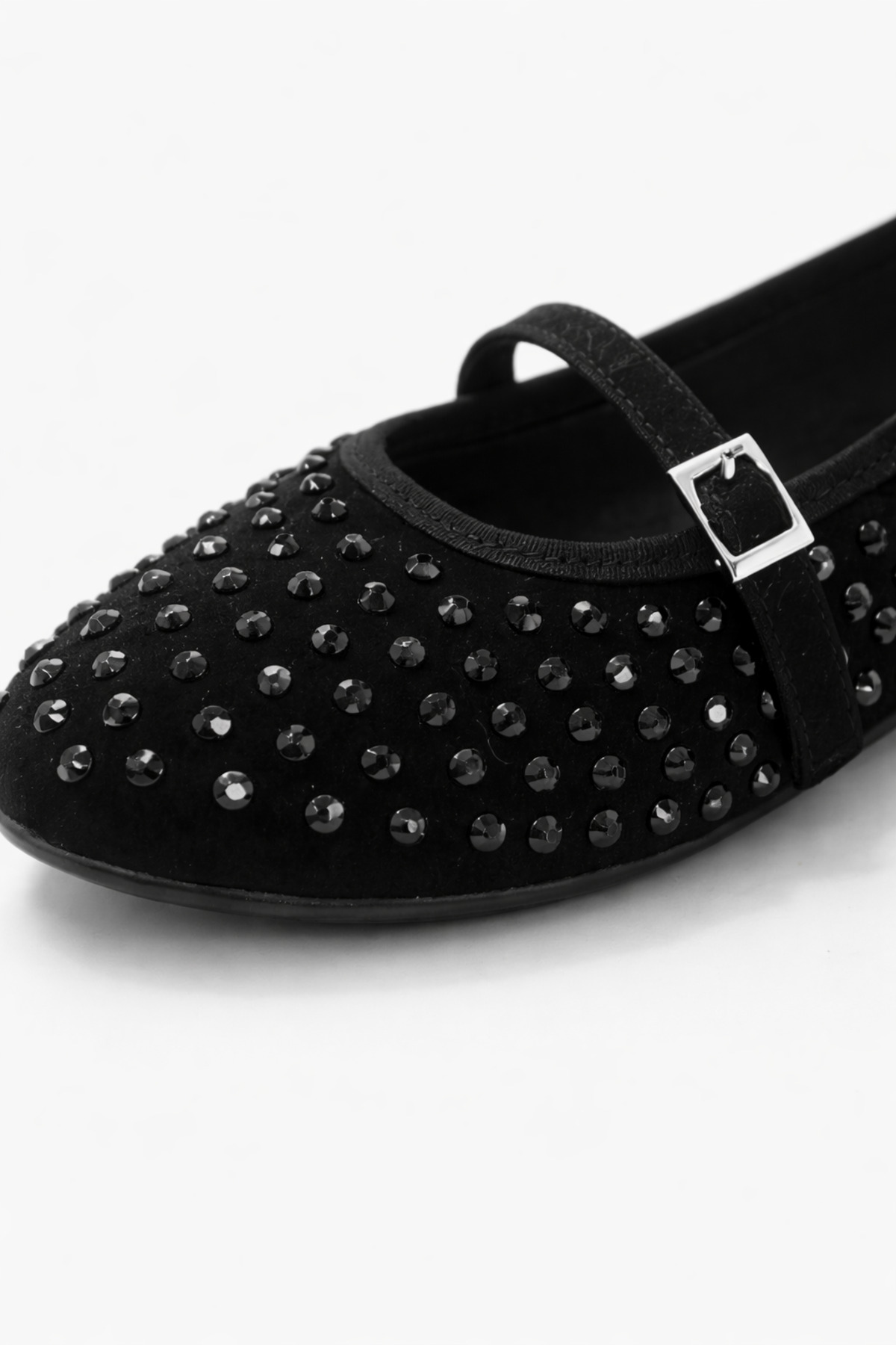 ZARICH  Nova Taşlı Gizli Lastikli Toka Detaylı Kadın Şık Günlük Siyah Babet Ayakkabı - Görsel 3