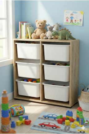 decosense 6 Çekmeceli Çok Amaçlı Oyuncak Dolabı ve Saklama Ünitesi – Çocuk Od...