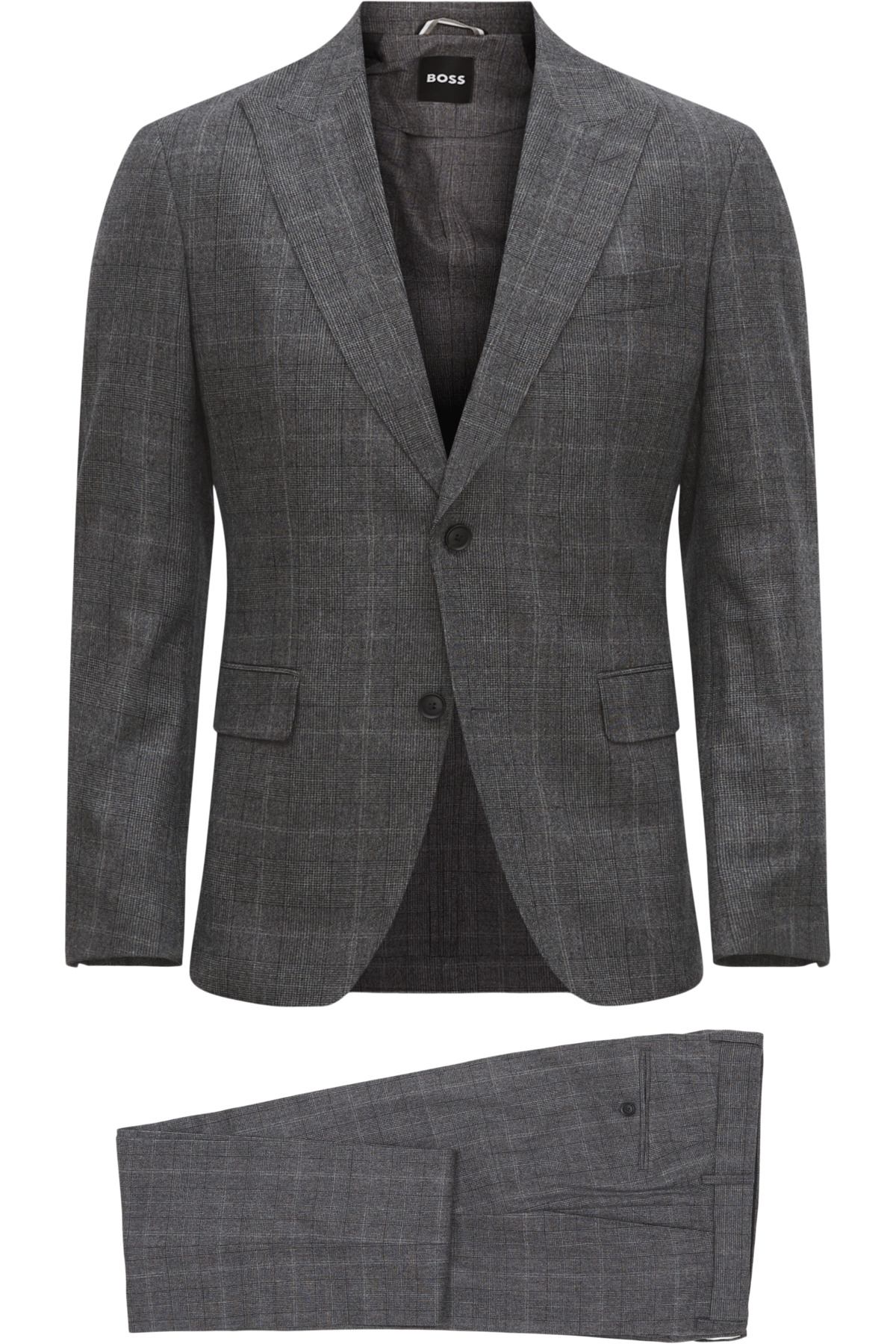 باس ست دو تکه پشمی خاکستری طرح‌دار یقه برگردان مردانه مدل Notch، سایز معمولی، کد ۵۰۵۵۱۷۹۶-۰۳۰