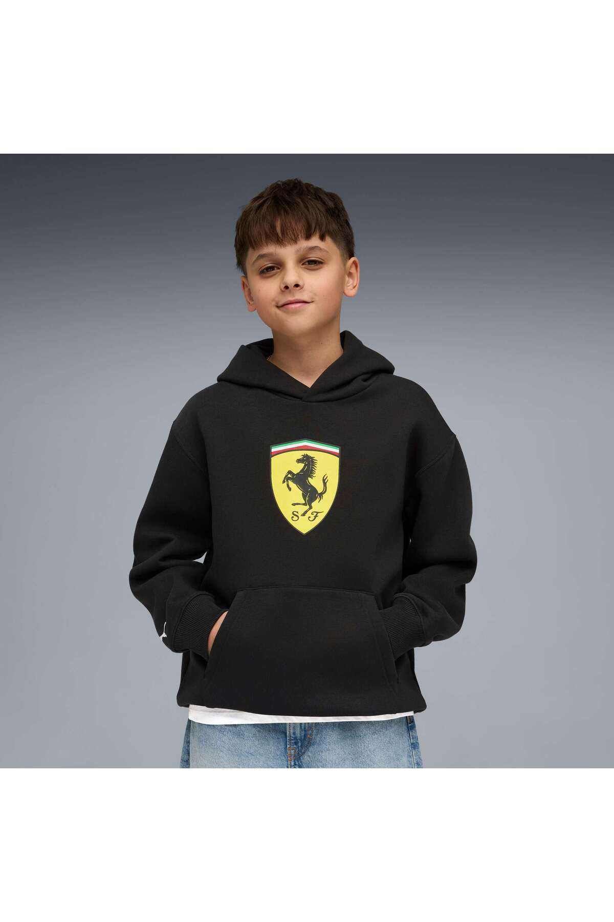 Puma SCUDERIA FERRARI Color SHIELD Genç Kapüşonlu SWEATSHIRT görsel 6