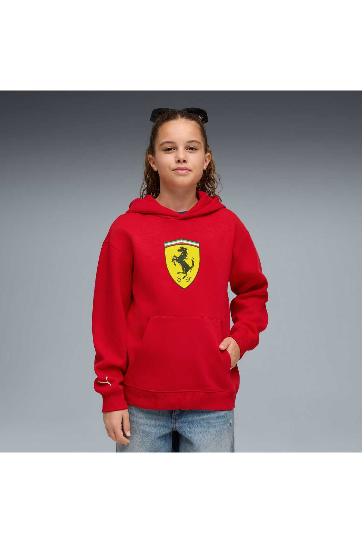 Puma SCUDERIA FERRARI Color SHIELD Genç Kapüşonlu SWEATSHIRT görsel 6