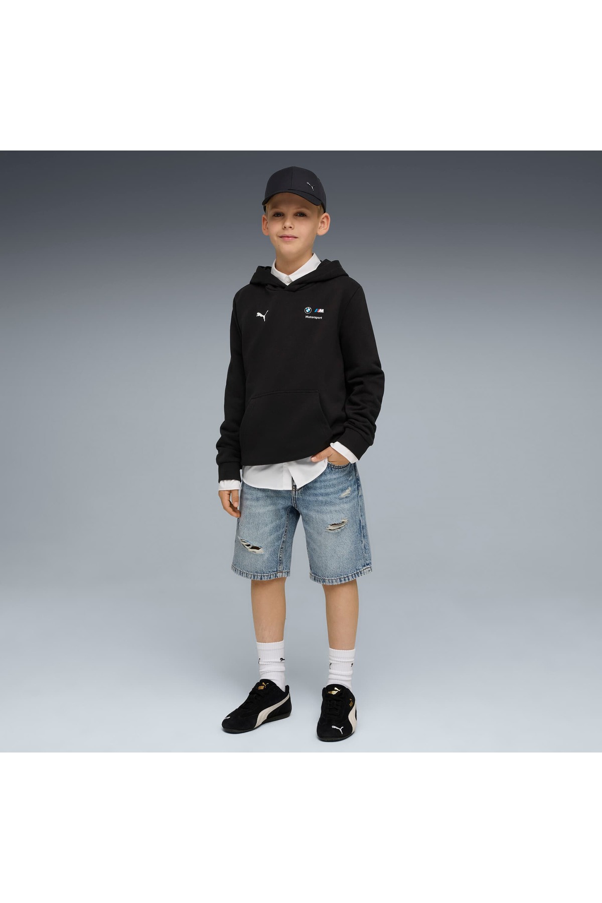 Puma BMW M MOTORSPORT ESSENTIALS Genç Kapüşonlu SWEATSHIRT görsel 2