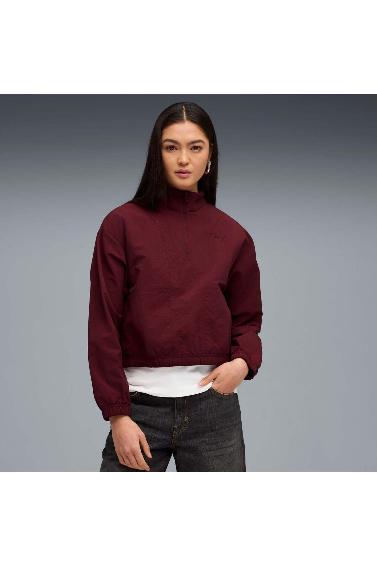 Puma HER Kadın Yarım Fermuarlı Geniş Kesim SWEATSHIRT görsel 5