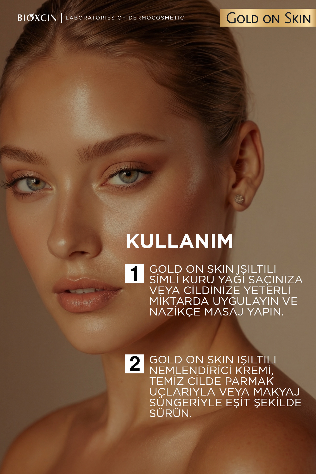 Gold On Skin Işıltılı Yüz Kremi 50 Ml + Altın Parıltılı Simli Kuru Yağ 100 ml Seti — B10359 — تصویر 5 از 5
