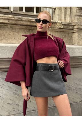bobitex Geniş Kemer Detaylı Şort Etek