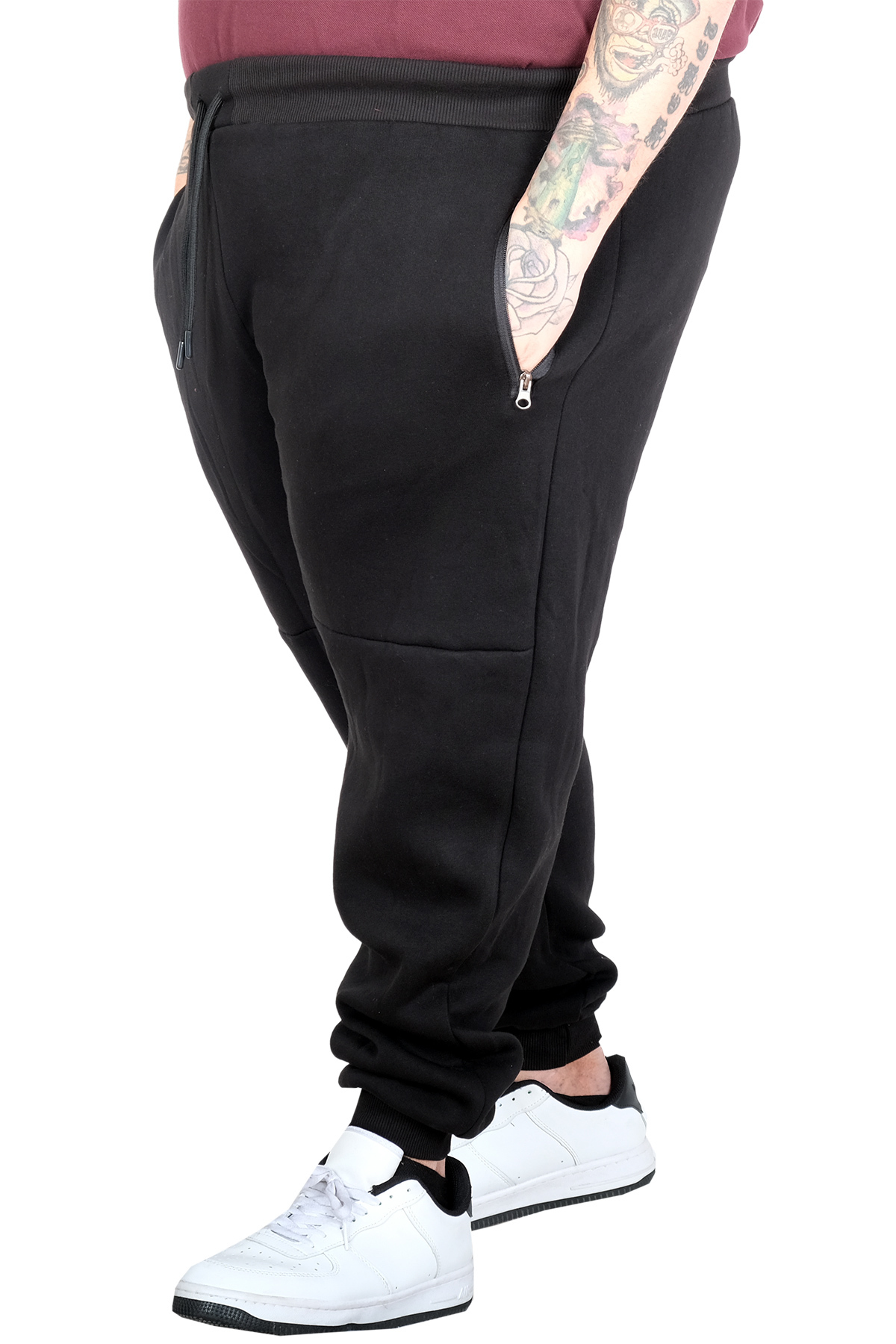 ModeXL Mode XL Büyük Beden Erkek Ribana Paça Fermuarlı Eşofman Altı 22506 SIYAH görsel 2