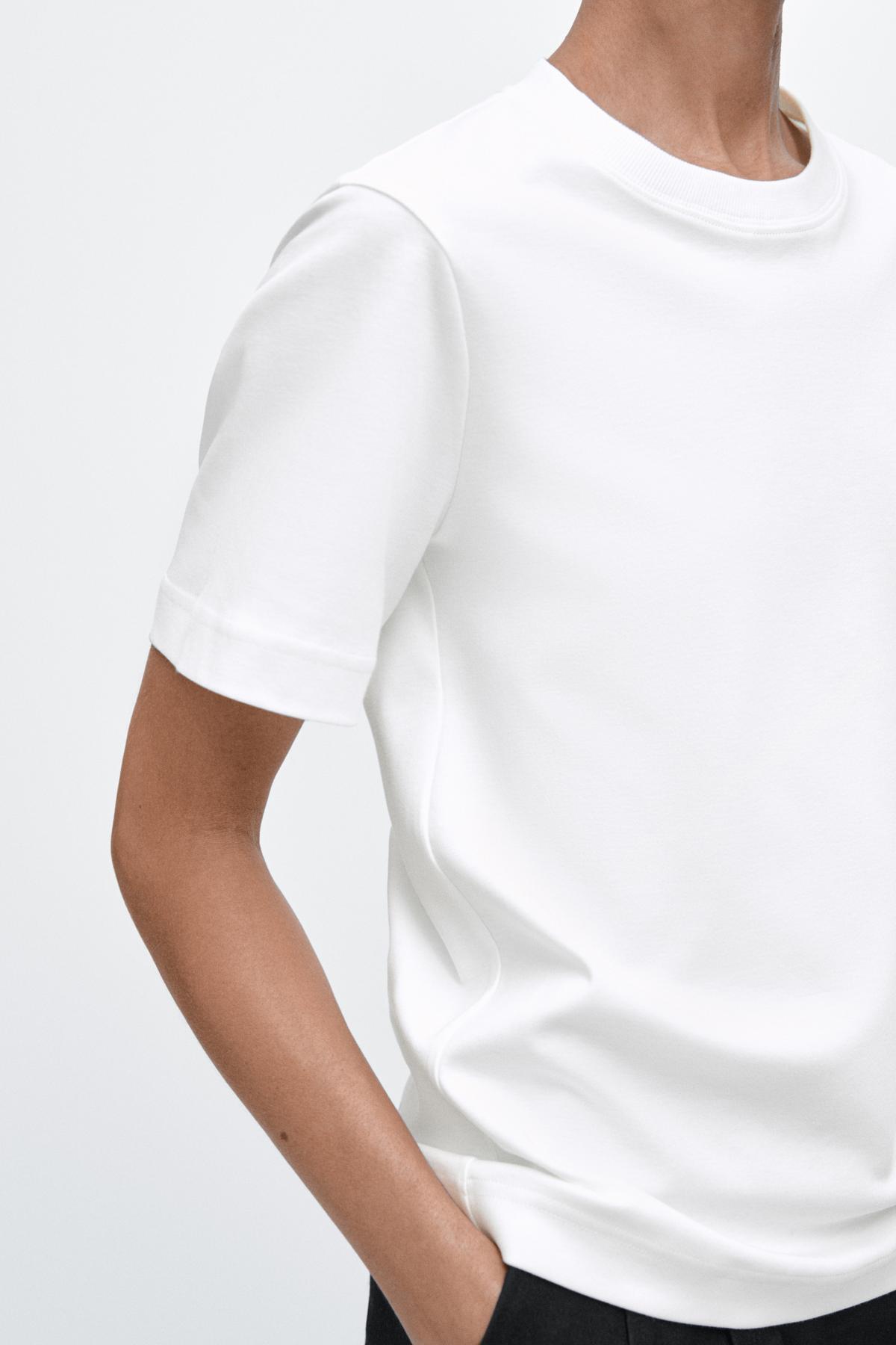 Massimo Dutti  %100 pamuklu ve kısa kollu t-shirt - Görsel 3