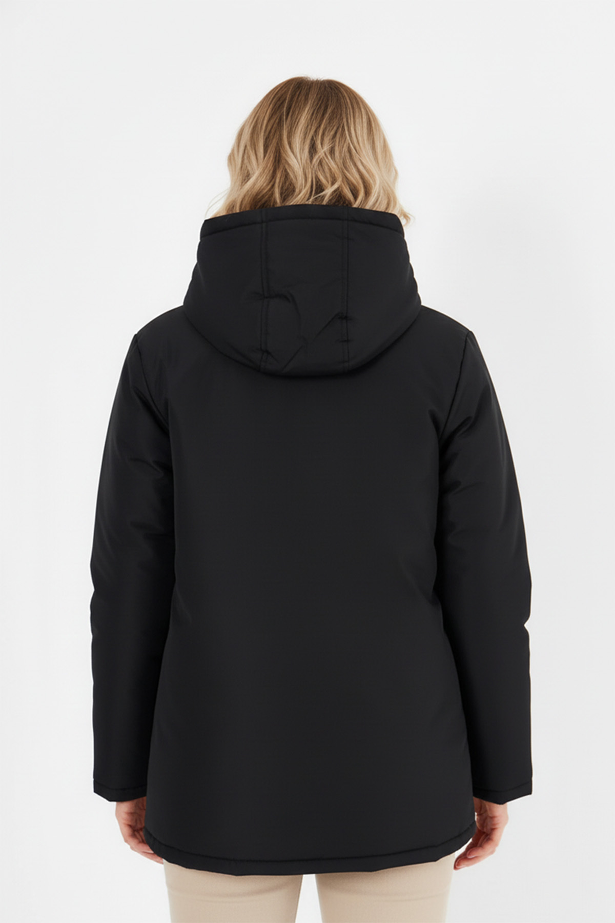 QAWWA  Kadın İçi Kürklü Su ve Rüzgar Geçirmez Kapüşonlu Parka & Mont & Kaban - Görsel 6