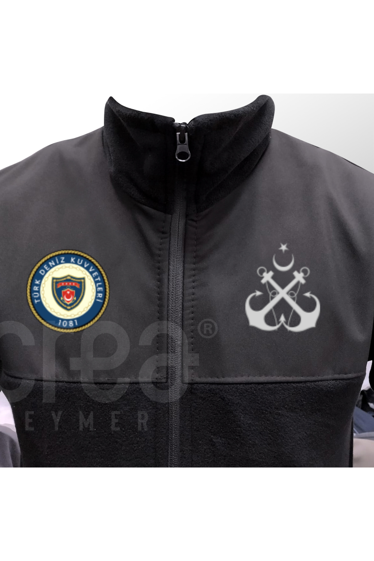 Deniz Kuvvetleri Amblem Tasarımlı-Military-Tüylenme yapmayan Softshell Polar Mont Haki — مشکی ssh-hk-022