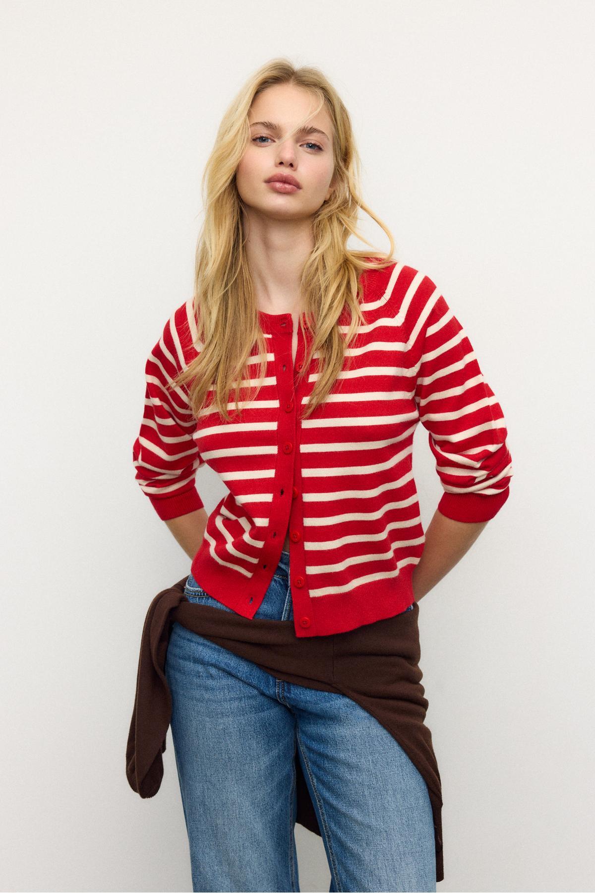 Stradivarius  Reglan kollu düğmeli triko hırka - Görsel 4