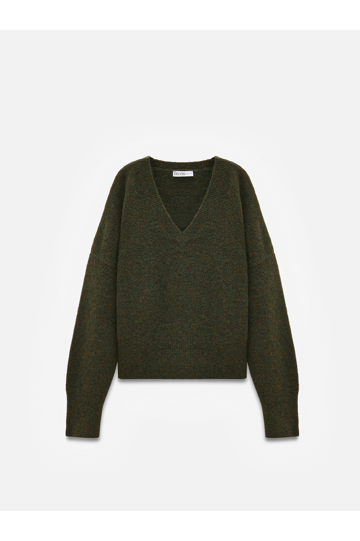 Dilvin  10645 V Yaka Yün Karışımlı Kazak-Haki M. - Görsel 5